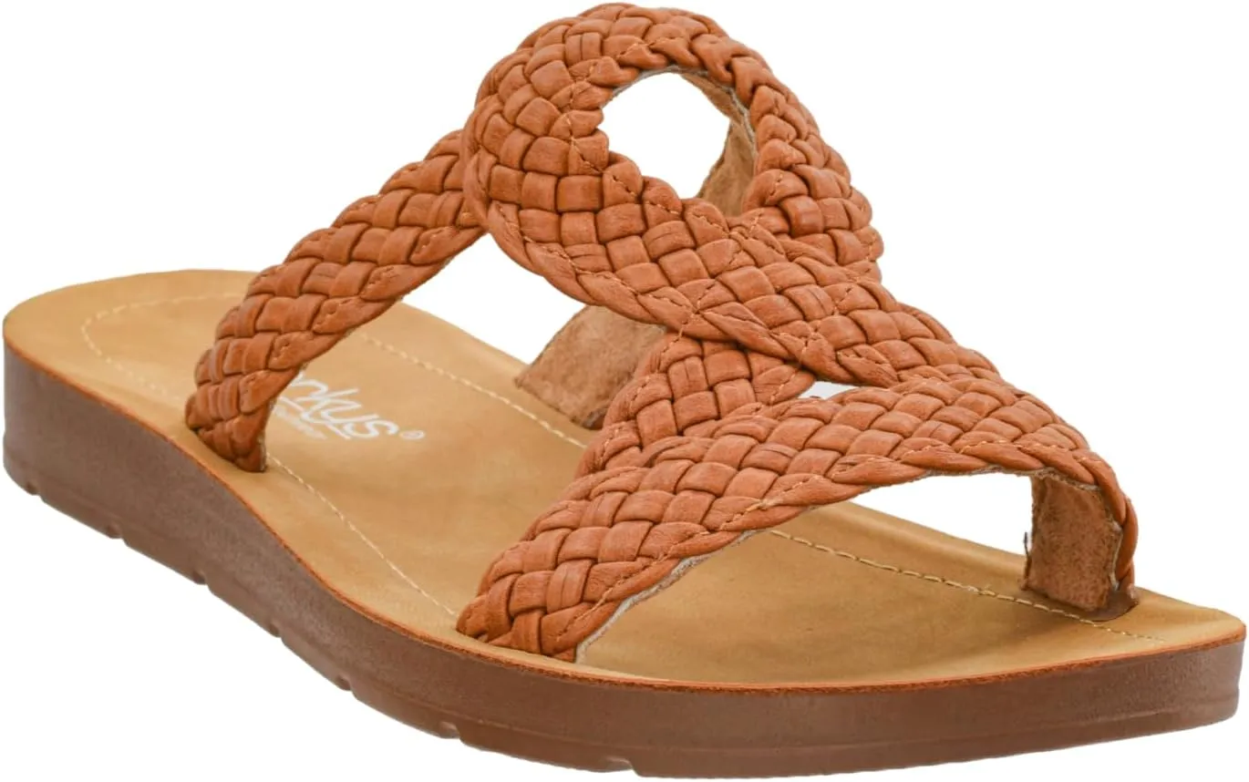 Corkys Footwear Womens All Tangled Up Sandals - With Flexible Comfortable Soles, Woven Straps, And A Chic Keyhole Design - Chic and Stylish Summer Sandals