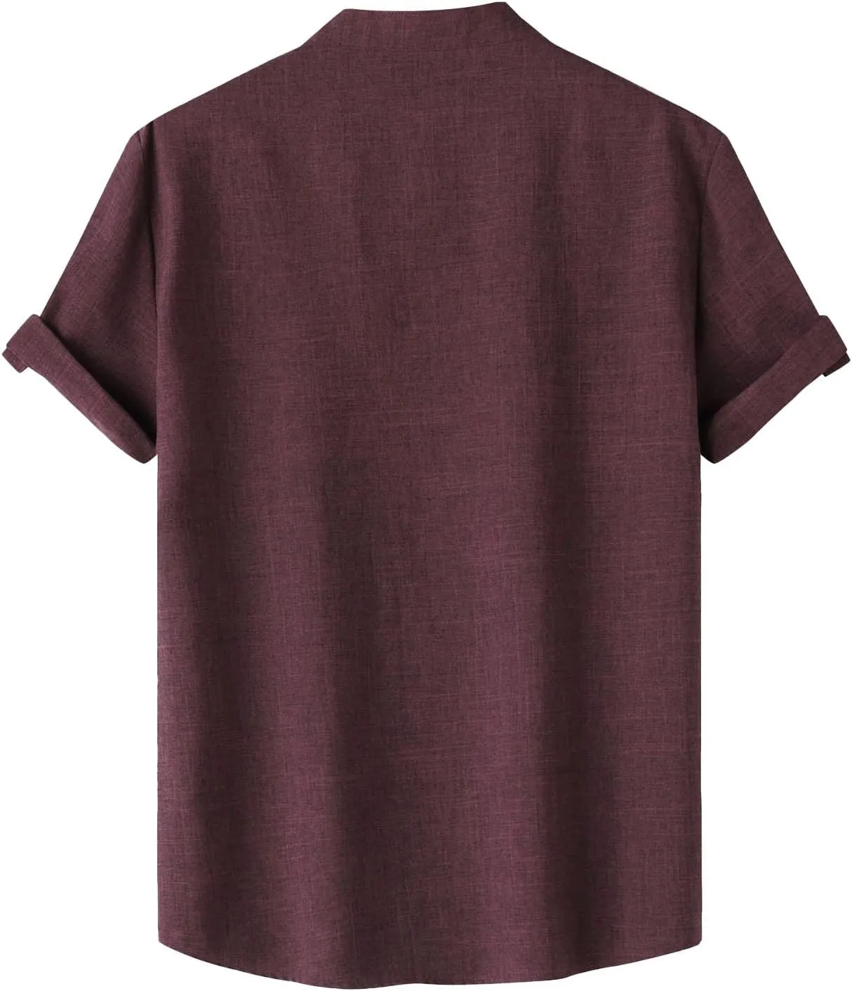 Cotton Linen Shirts for Men Summer Lightweight Casual Short Sleeve T Shirts Banded Collar Henley Tops Beach Vacation
