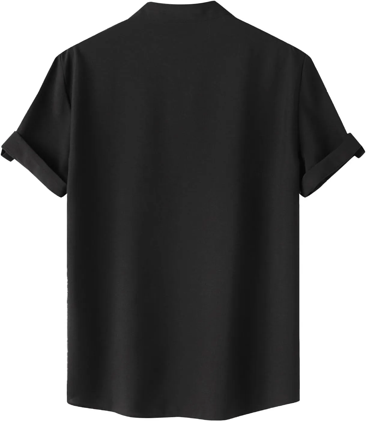 Cotton Linen Shirts for Men Summer Lightweight Casual Short Sleeve T Shirts Banded Collar Henley Tops Beach Vacation