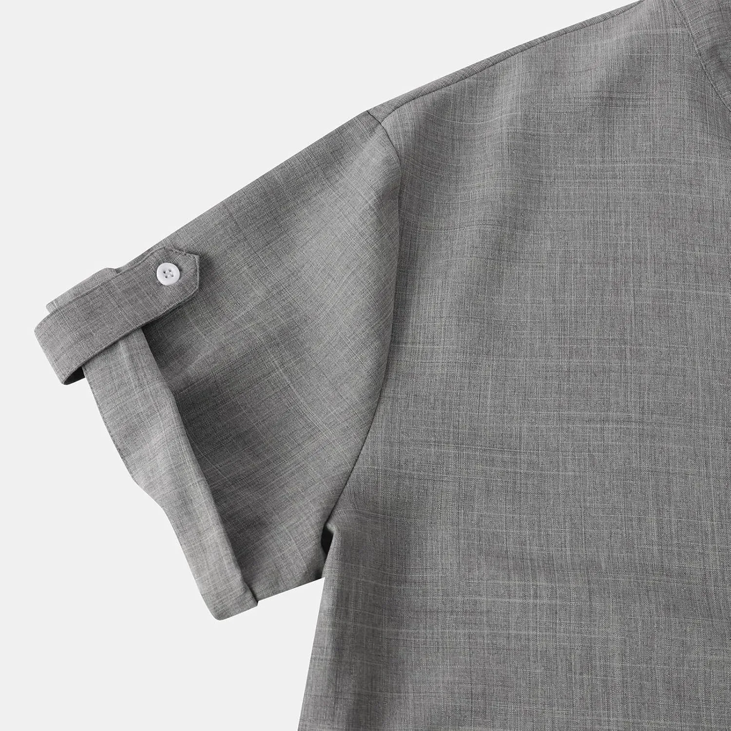 Cotton Linen Shirts for Men Summer Lightweight Casual Short Sleeve T Shirts Banded Collar Henley Tops Beach Vacation