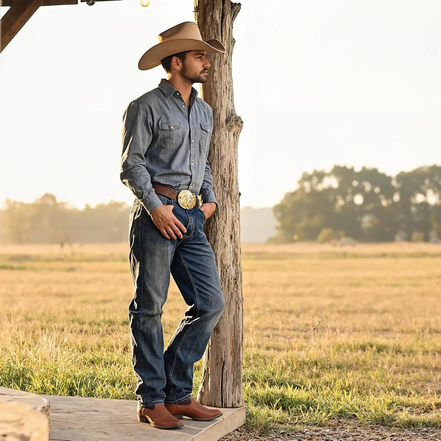 Cowboy Boots For Men with Wide Square Toe Western Retro Boot Durable Classic Fashionable Embroidered Country Pull On Slip Resistant Boots
