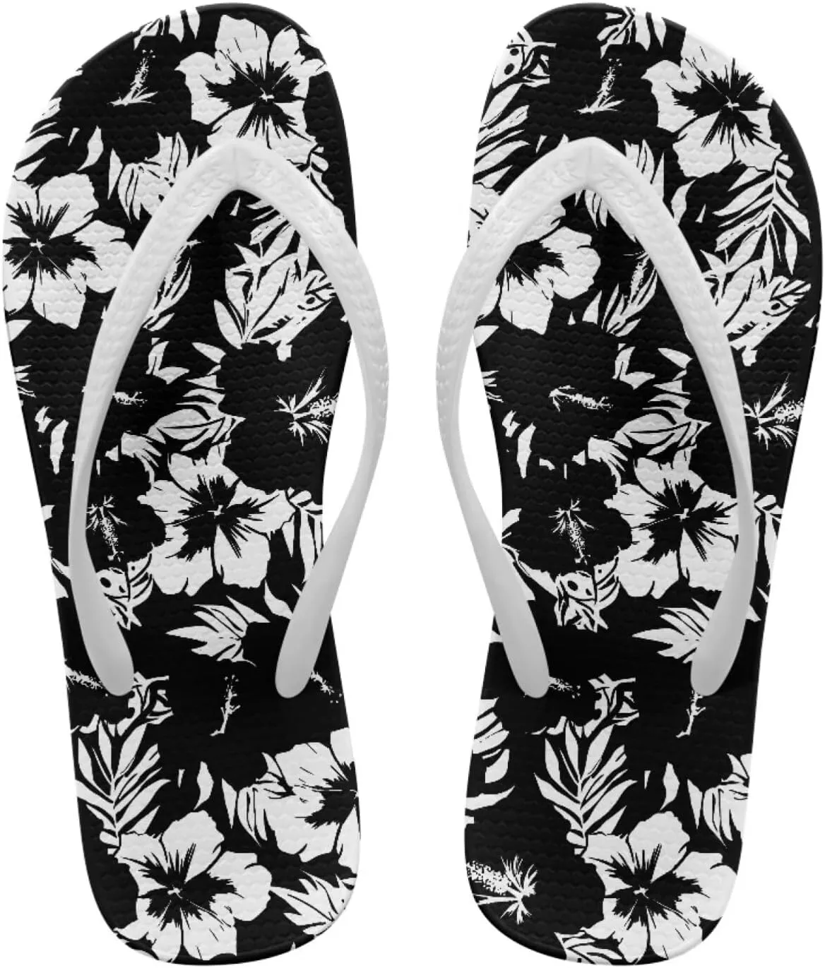 Creative Tropical Floral Print Women Flip Flops Lightweight Shower Slippers Stylish Casual Beach Sandals Summer Vacation