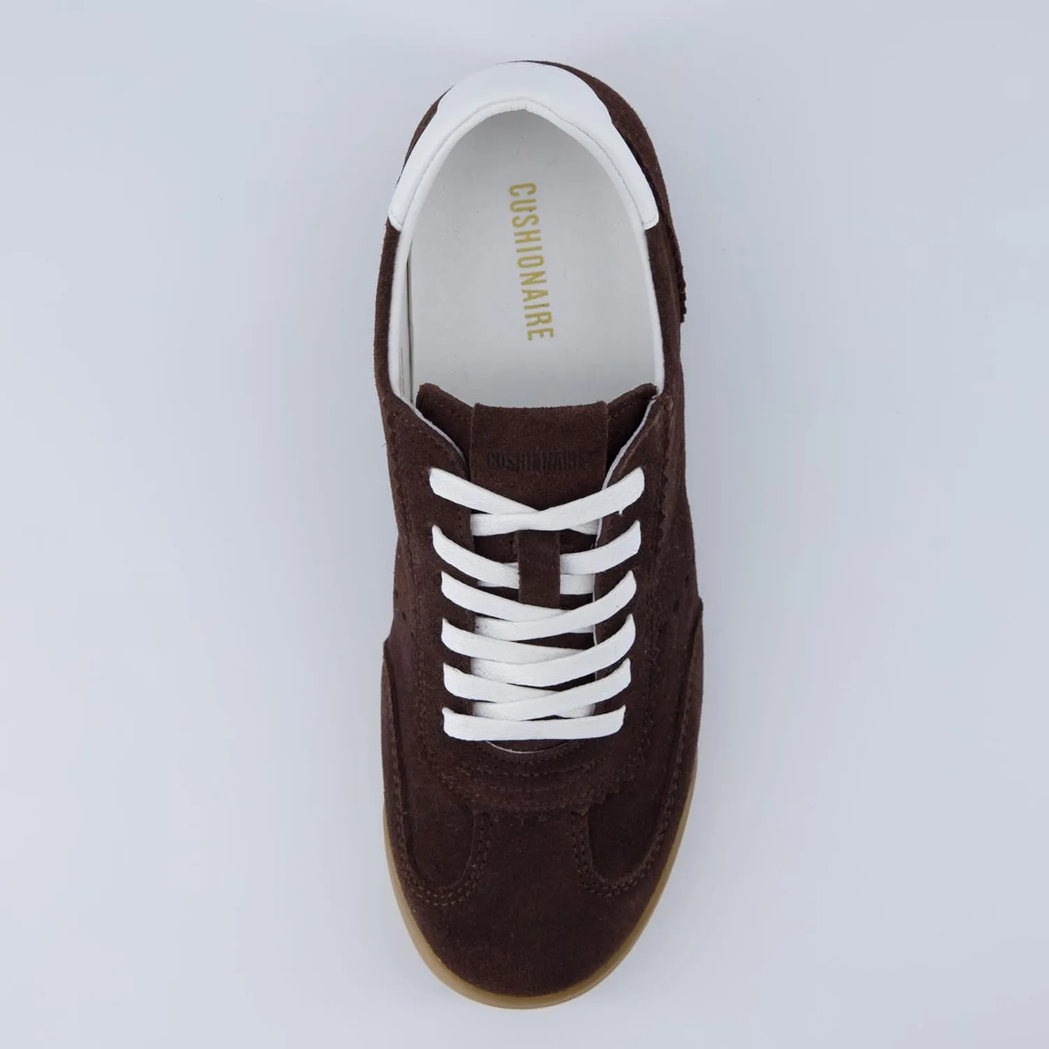 CUSHIONAIRE Tick Tock Women's Genuine Leather Lace-Up Casual Sneaker – Retro-Inspired Walking Shoe with Gum Rubber Outsole, Cushioned Arch Support, Lightweight Low Top Trainer