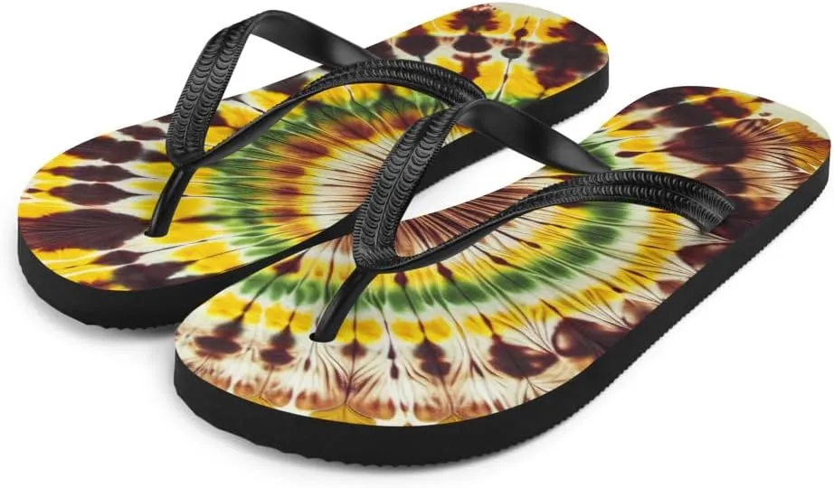 Customizable Classic Tie-Dye Flip-Flops, Comfortable Summer Sandals, Trendy Beach Footwear, Stylish Casual Slip-Ons,