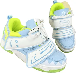 Cute Sneakers for Women Graffiti Smile Hook & Loop Decor Skate Shoes Lace-Up Thick Sole Height Increase Walking Shoes