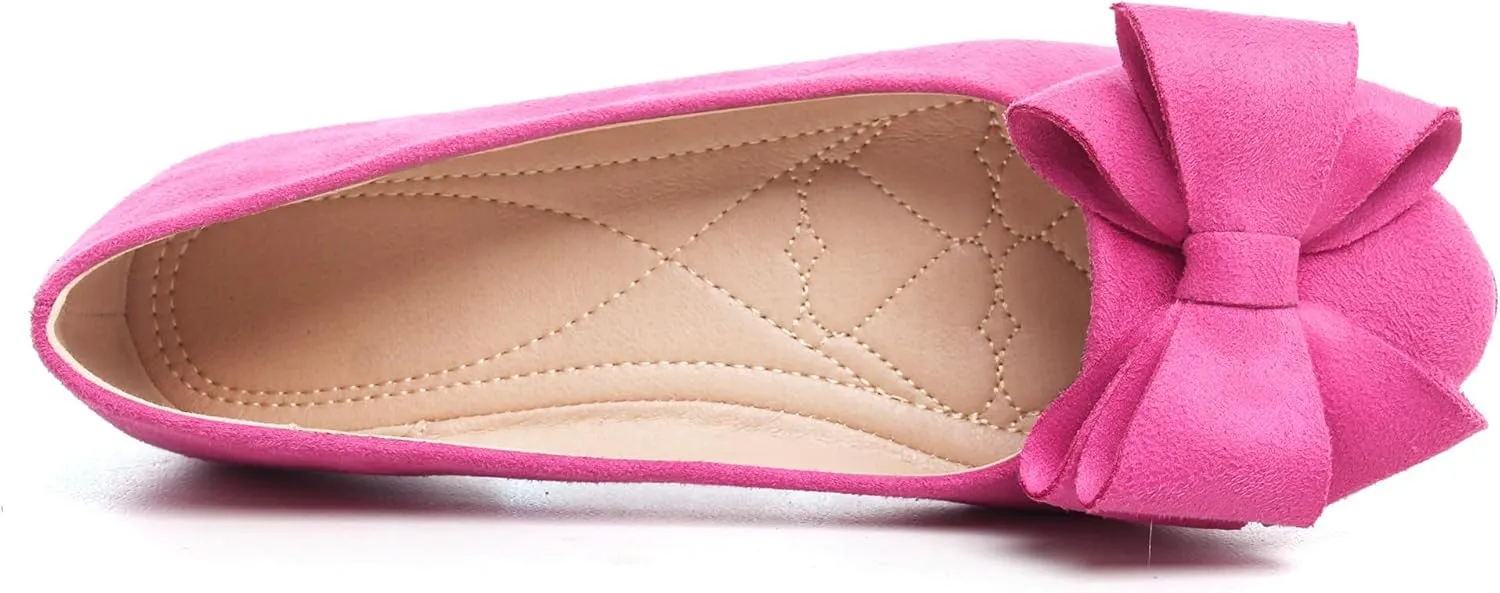Dear Time Women's Bowknot Flats Cute Ballets Slip on Dress Shoes Casual Comfortable Shoes