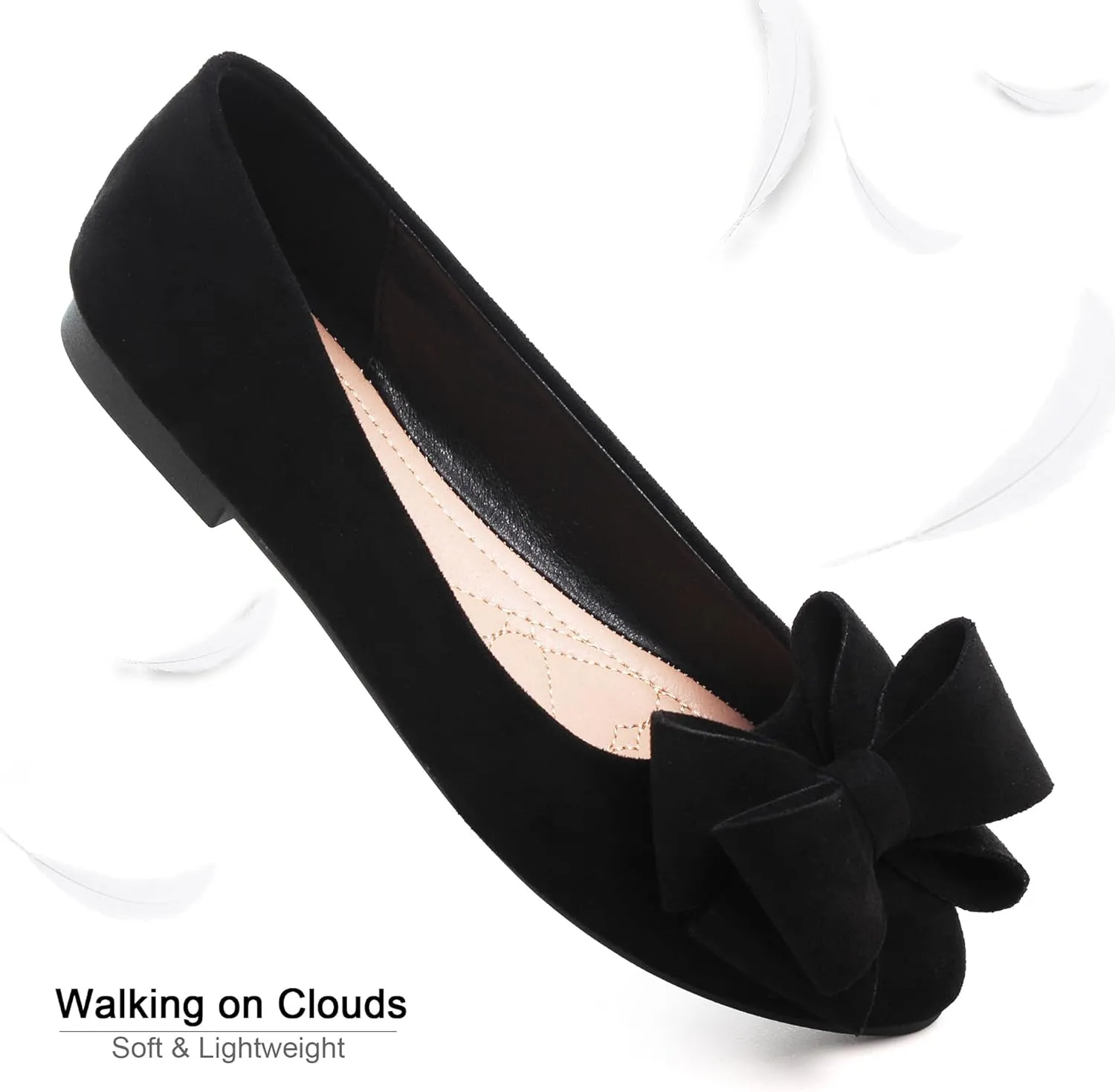 Dear Time Women's Bowknot Flats Cute Ballets Slip on Dress Shoes Casual Comfortable Shoes