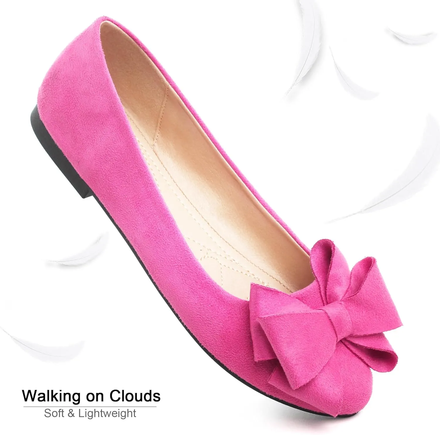Dear Time Women's Bowknot Flats Cute Ballets Slip on Dress Shoes Casual Comfortable Shoes