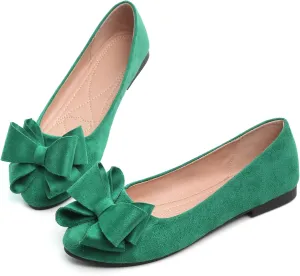Dear Time Women's Bowknot Flats Cute Ballets Slip on Dress Shoes Casual Comfortable Shoes