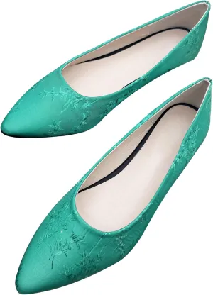 Dear Time Women's Pointed Toe Ballets Flower Embroidered Flat Shoes Dress Flats Slip on Walking Shoes