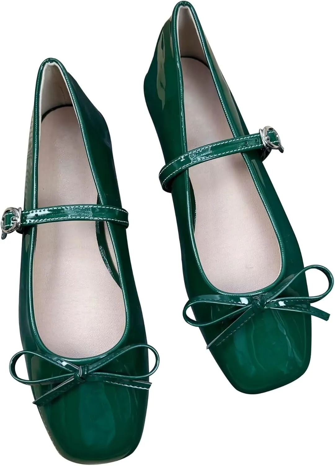 Dear Time Women's Square Toe Bow Mary Jane Shoes Retro Flats Comfortable Ballet Flats Dressy Mary Janes for Women