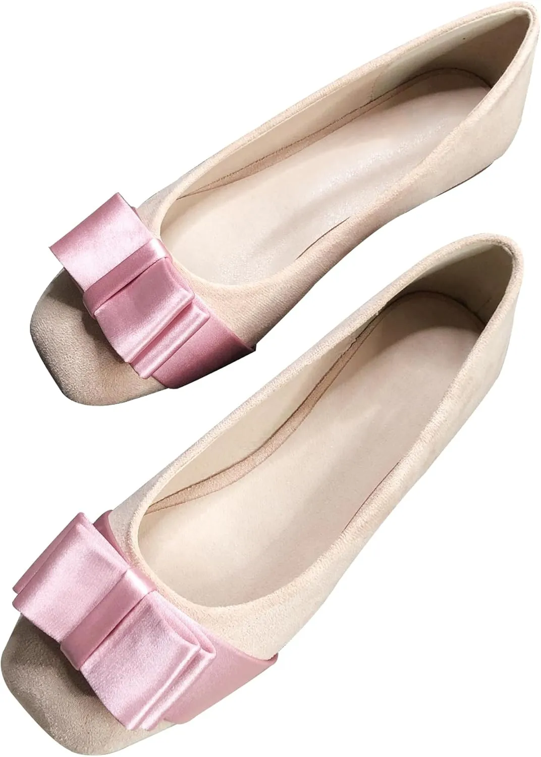 Dear Time Women's Square Toe Flats Cute Bowknot Wedding Bridal Flats Dress Shoes