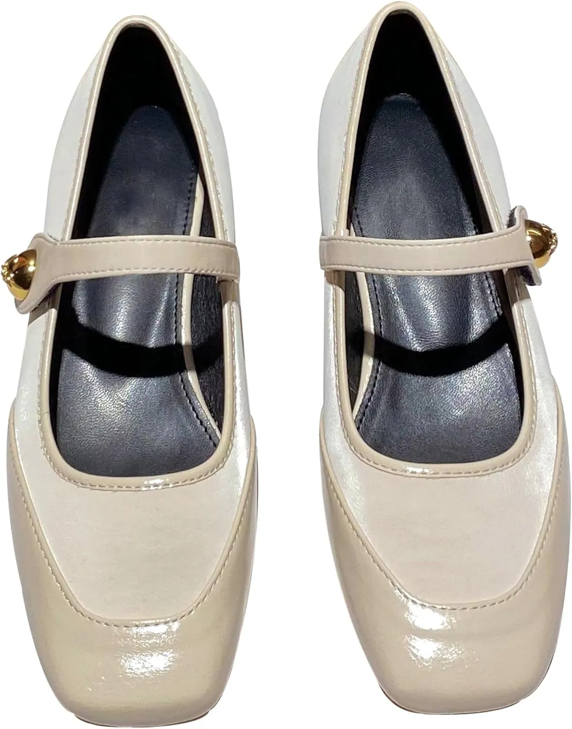 Dear Time Women's Vintage Mary Jane Shoes Ankle Strap Square Toe Flats Uniform Dress Shoes Ballet Flats