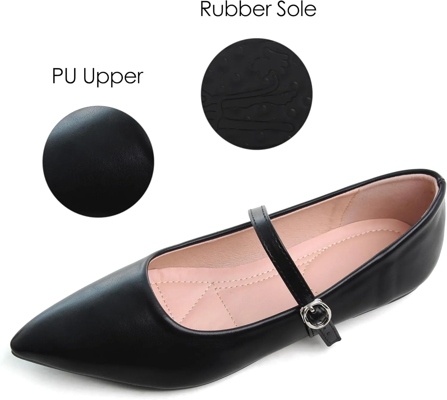 Dear Time Women's Vintage Mary Jane Shoes Ankle Strap Square Toe Flats Uniform Dress Shoes Ballet Flats