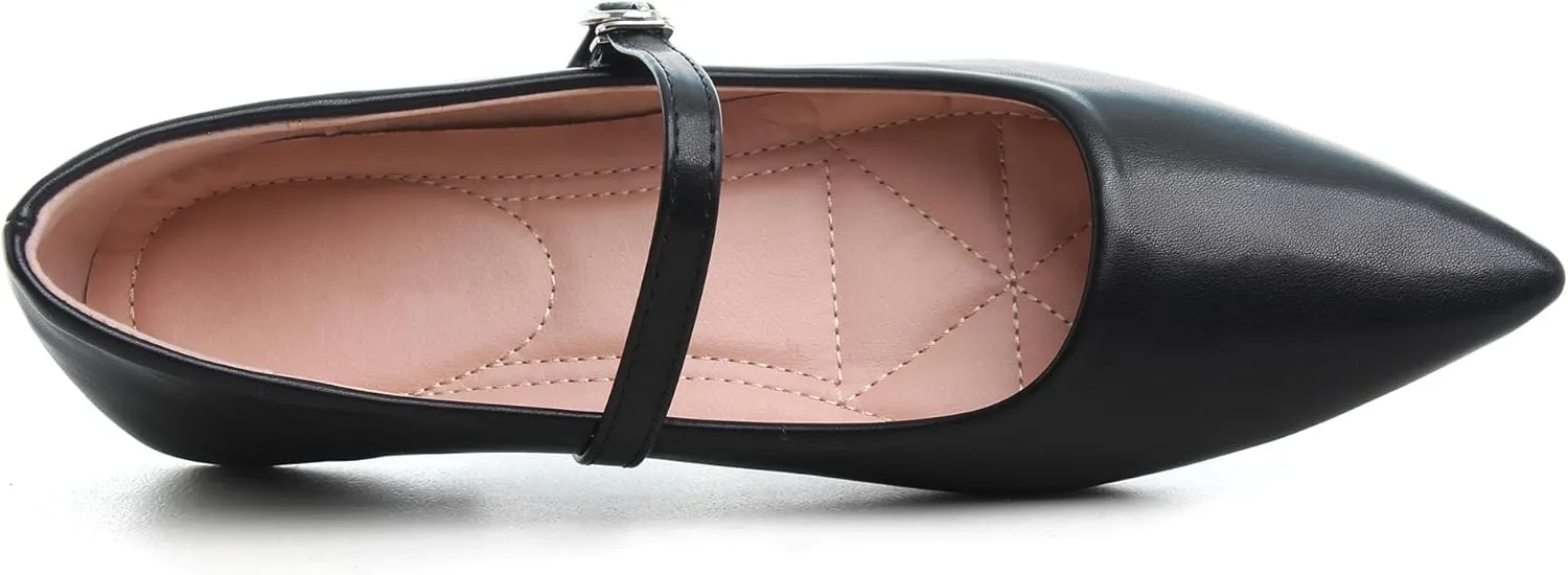 Dear Time Women's Vintage Mary Jane Shoes Ankle Strap Square Toe Flats Uniform Dress Shoes Ballet Flats