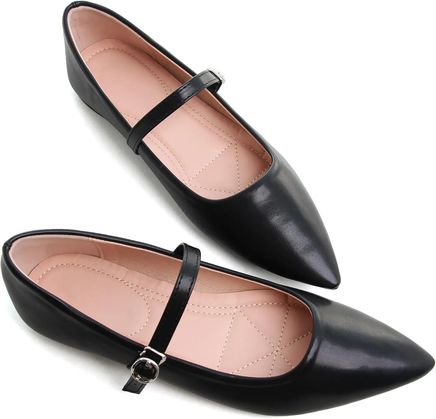 Dear Time Women's Vintage Mary Jane Shoes Ankle Strap Square Toe Flats Uniform Dress Shoes Ballet Flats
