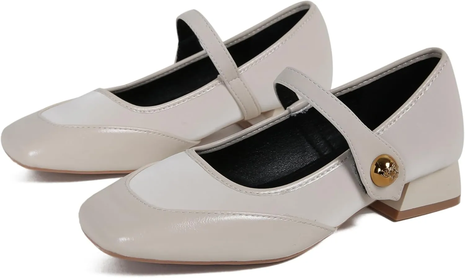 Dear Time Women's Vintage Mary Jane Shoes Ankle Strap Square Toe Flats Uniform Dress Shoes Ballet Flats
