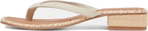 DOEYG Raffia Heels Sandals for Women Summer Beach Flip Flops Square Open Toe Flat Heeled Sandals Dressy Comfortable Slip on Thong Sandals