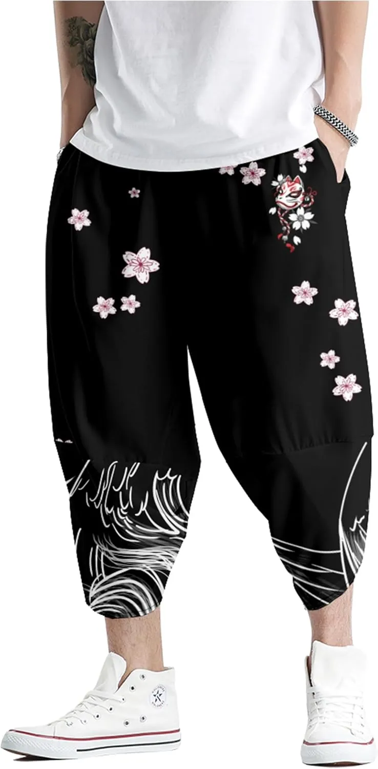 DOSLAVIDA Men's Japanese Kimono Jacket Set Stylish Open Front Coat With Shorts Chinese Style Printed Cardigan Suits