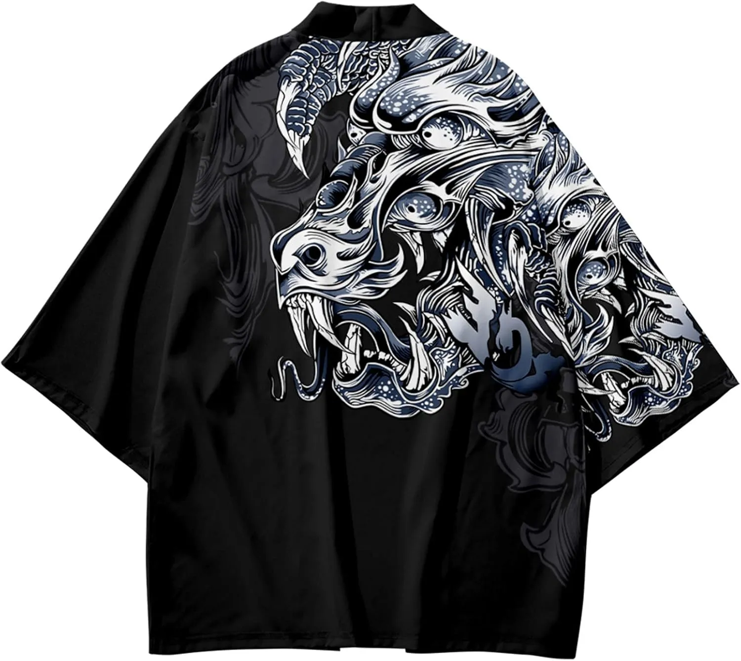 DOSLAVIDA Men's Japanese Kimono Jacket Set Stylish Open Front Coat With Shorts Chinese Style Printed Cardigan Suits