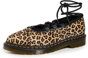 Dr. Martens Women's Elphie Ii Light Tan Ballet Flats with Mini Leopard Spot Haircalf