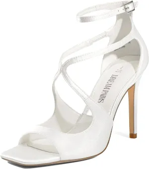 DREAM PAIRS Women's High Heels Sexy Cross Square Open Toe Strappy Dressy Sexy Stylish Stilettos Heels Sandals