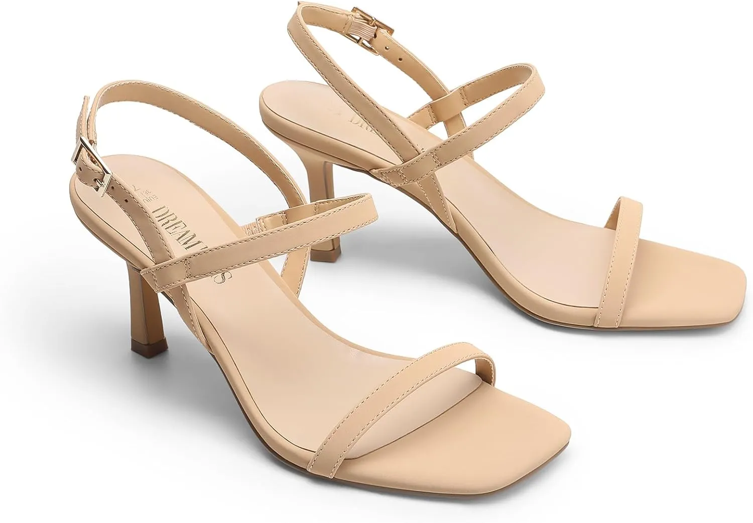 DREAM PAIRS Womens Slingback Heels Square Open Toe Strappy Sandals Ankle Strap High Heeled Dressy Shoes