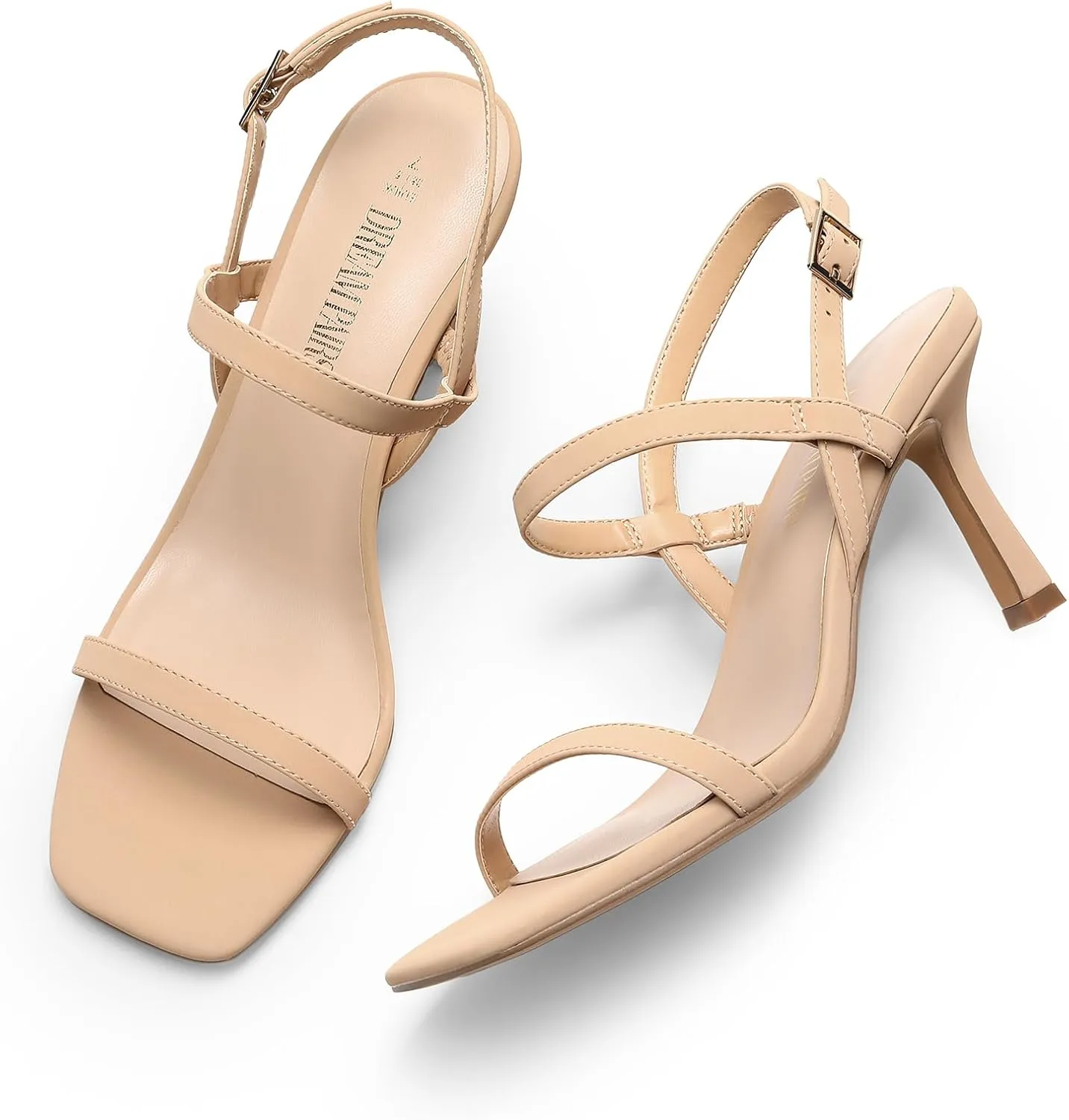 DREAM PAIRS Womens Slingback Heels Square Open Toe Strappy Sandals Ankle Strap High Heeled Dressy Shoes