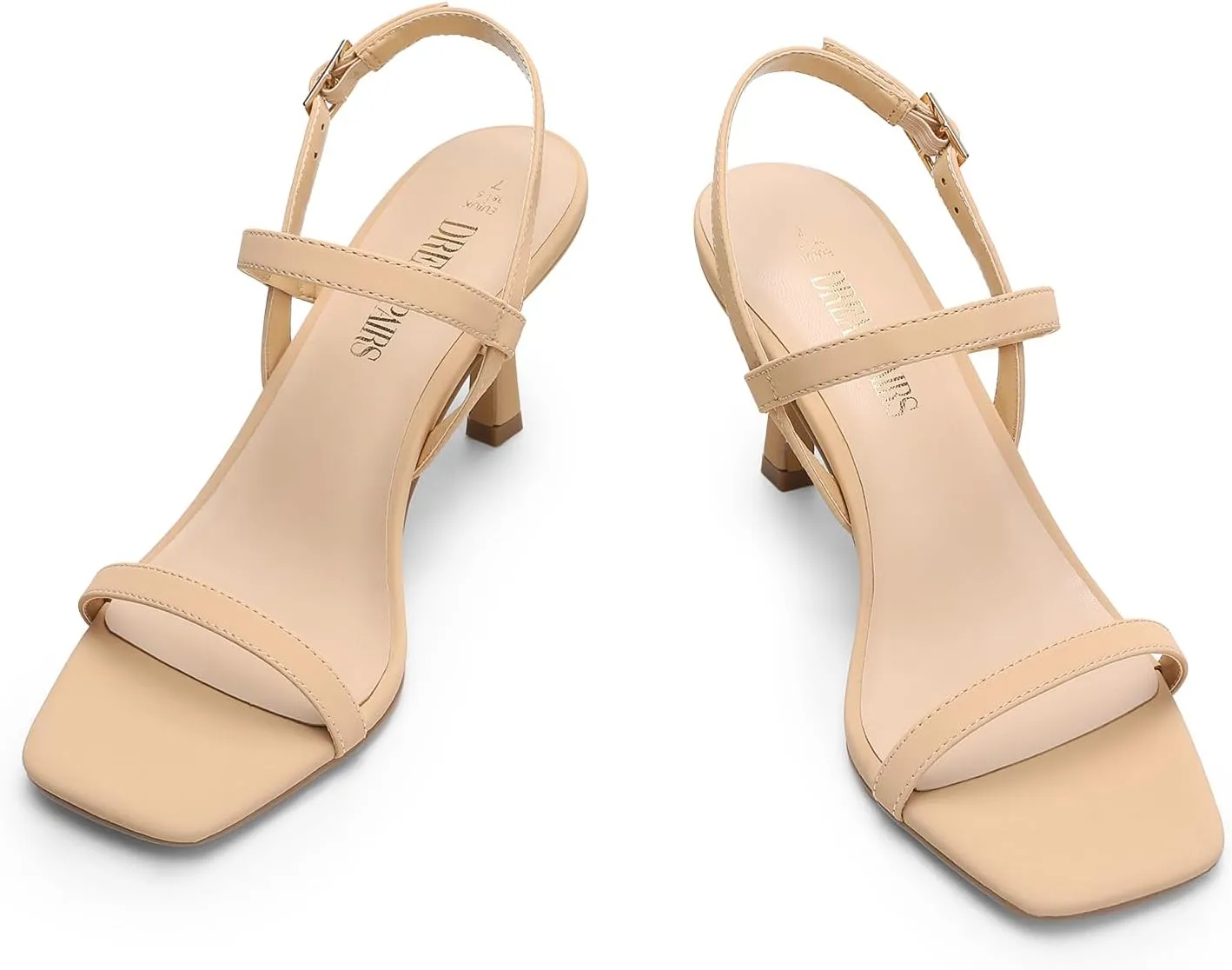 DREAM PAIRS Womens Slingback Heels Square Open Toe Strappy Sandals Ankle Strap High Heeled Dressy Shoes
