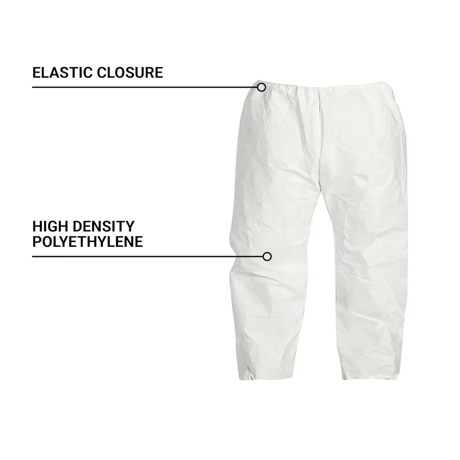 DuPont Tyvek 400 Disposable Protective Pant with Elastic Waist, White, X-Large, 50-Pack