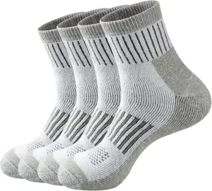 ECOEY Men's Merino Wool Cushioned Hiking Trekking Socks 4 Pairs, Quarter Length with Moisture Wicking