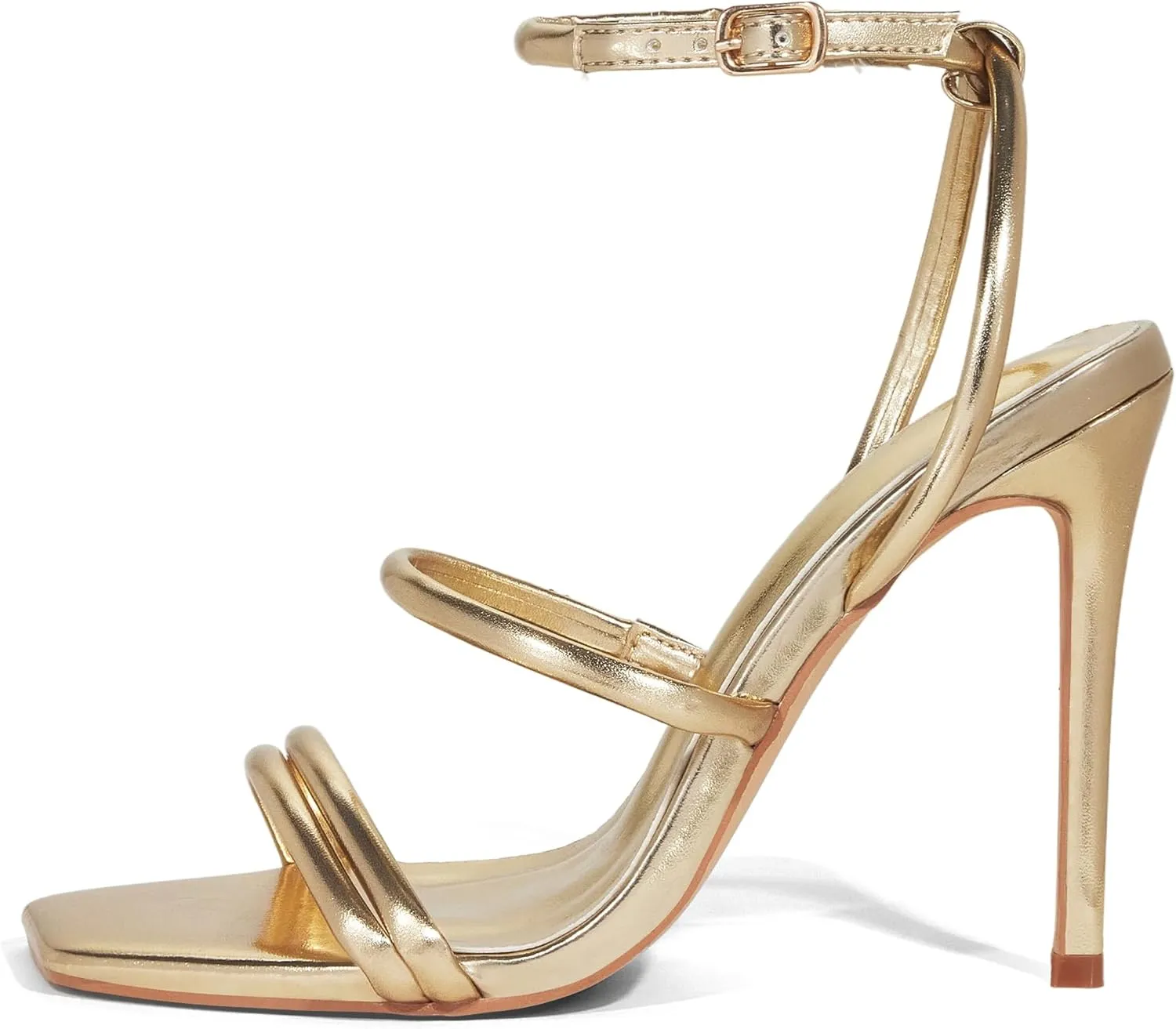 Elisabet Tang 4 inch Stylish Ankle Strap Stiletto Sandals for Women - Sexy Square Open toe Gladiator High Heels for Party Commuting Daily use