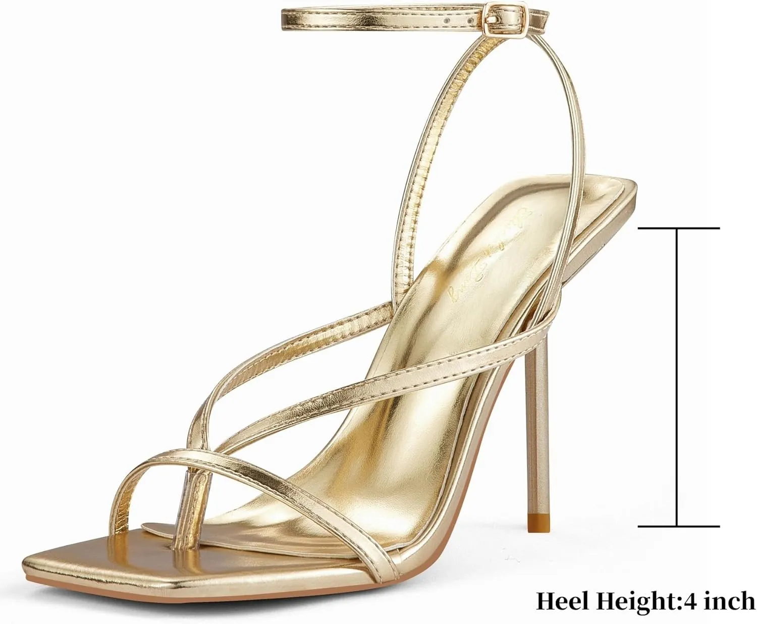 Elisabet Tang Women's Thong Heeled Open Toe Ankle Buckle Strap Heeled Sandals Stylish Dress Shoes