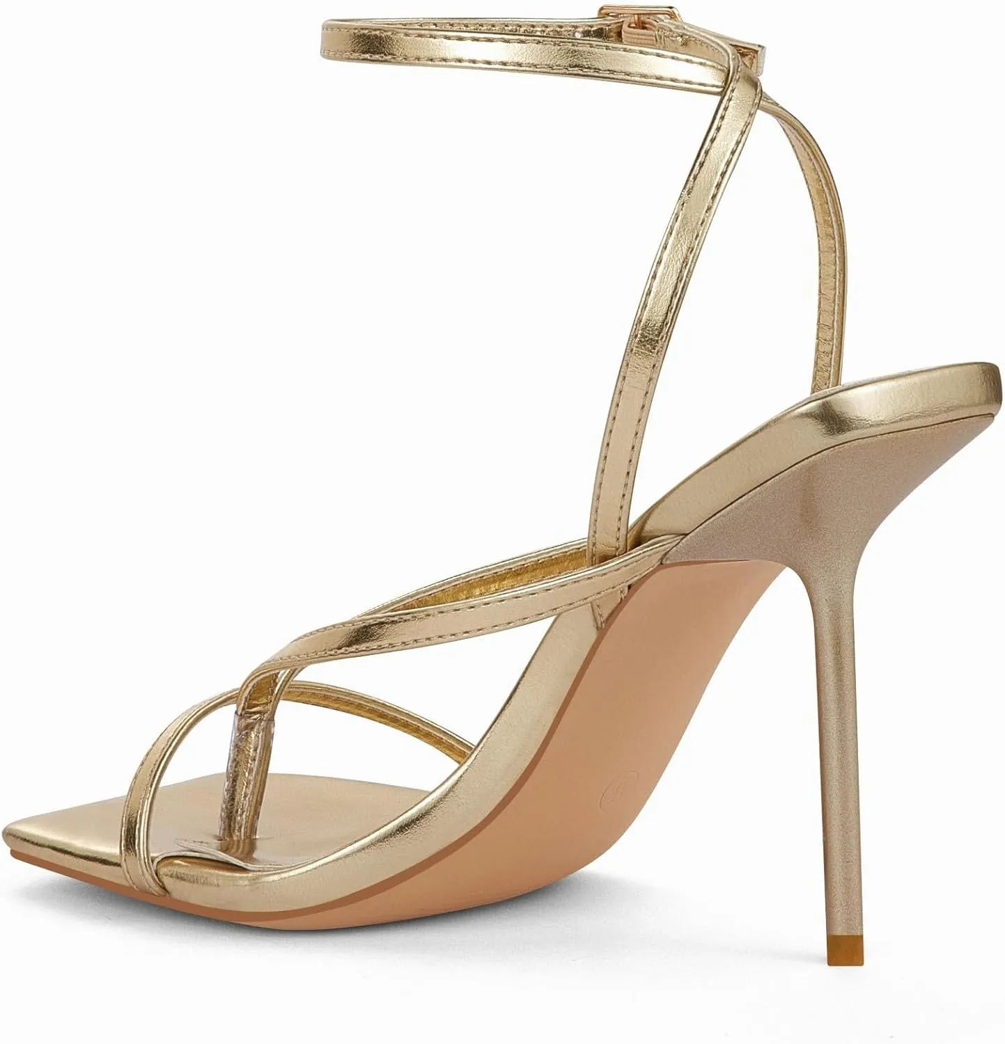 Elisabet Tang Women's Thong Heeled Open Toe Ankle Buckle Strap Heeled Sandals Stylish Dress Shoes