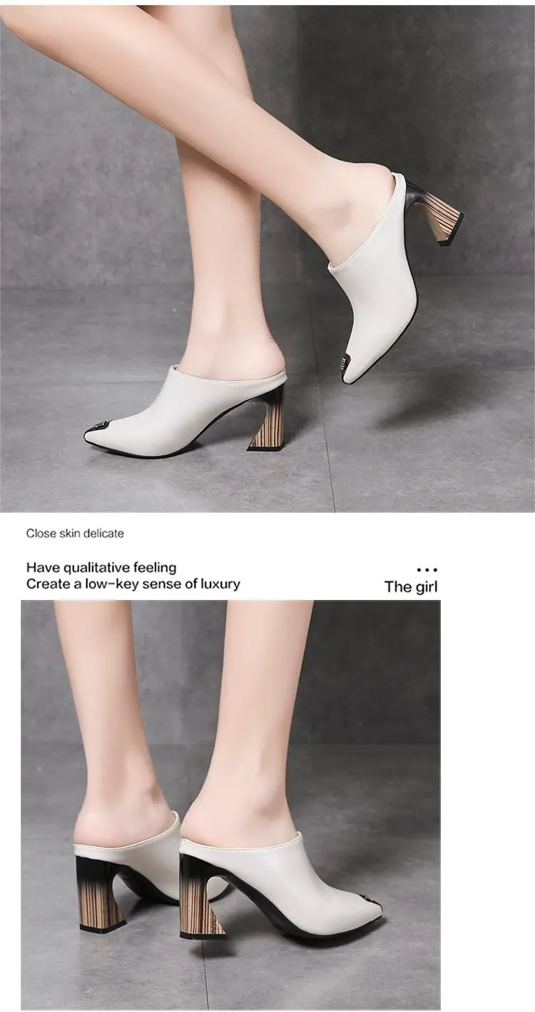 Emo Low Block Heels for Women Pointed Toe Mules Bridal Wedding Parties Beach Cruise Cute Rave Y2K Kawaii Elegant Dressy Fashion Trendy Pumps Work Office Sandals Spring Summer Fall Outdoors