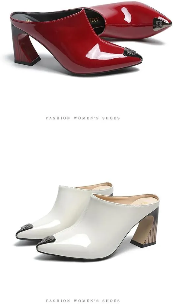 Emo Low Block Heels for Women Pointed Toe Mules Bridal Wedding Parties Beach Cruise Cute Rave Y2K Kawaii Elegant Dressy Fashion Trendy Pumps Work Office Sandals Spring Summer Fall Outdoors