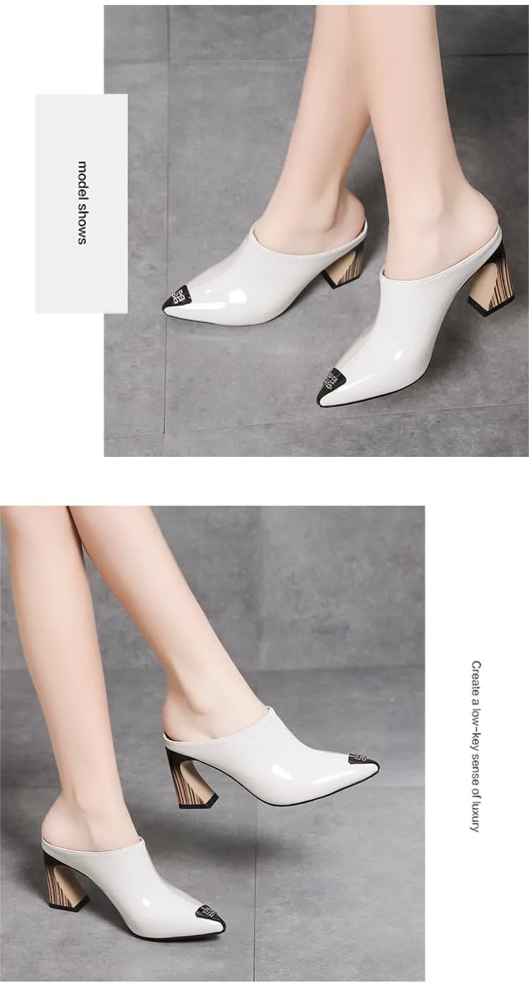 Emo Low Block Heels for Women Pointed Toe Mules Bridal Wedding Parties Beach Cruise Cute Rave Y2K Kawaii Elegant Dressy Fashion Trendy Pumps Work Office Sandals Spring Summer Fall Outdoors