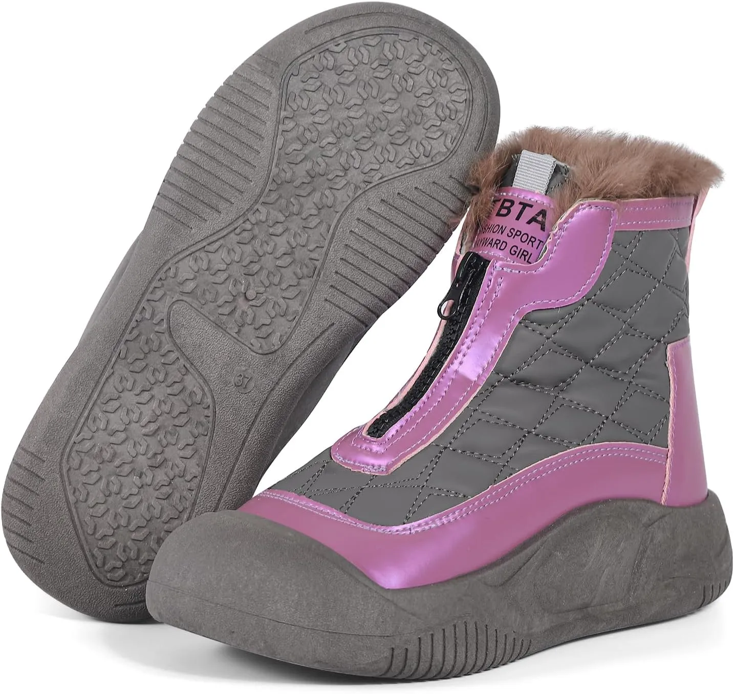 ESTAMICO Women's Snow Boots Waterproof Winter Fleece Lining Booties Anti-Slip Mid-Calf Warm Shoes