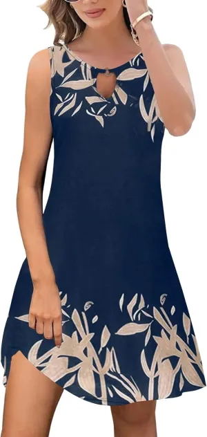 ETCYY Summer Dresses for Women 2025 Trendy Boho Floral Print Beach Cover Up Casual Spring Sleeveless Sundresses
