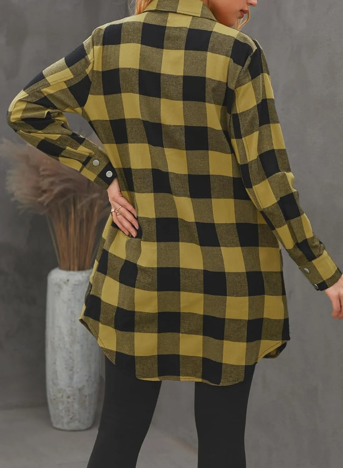 EVALESS Color Block Plaid Shacket Jacket Womens Fall Clothes Fashion Outfits