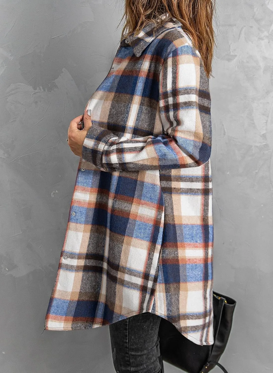 EVALESS Color Block Plaid Shacket Jacket Womens Fall Clothes Fashion Outfits