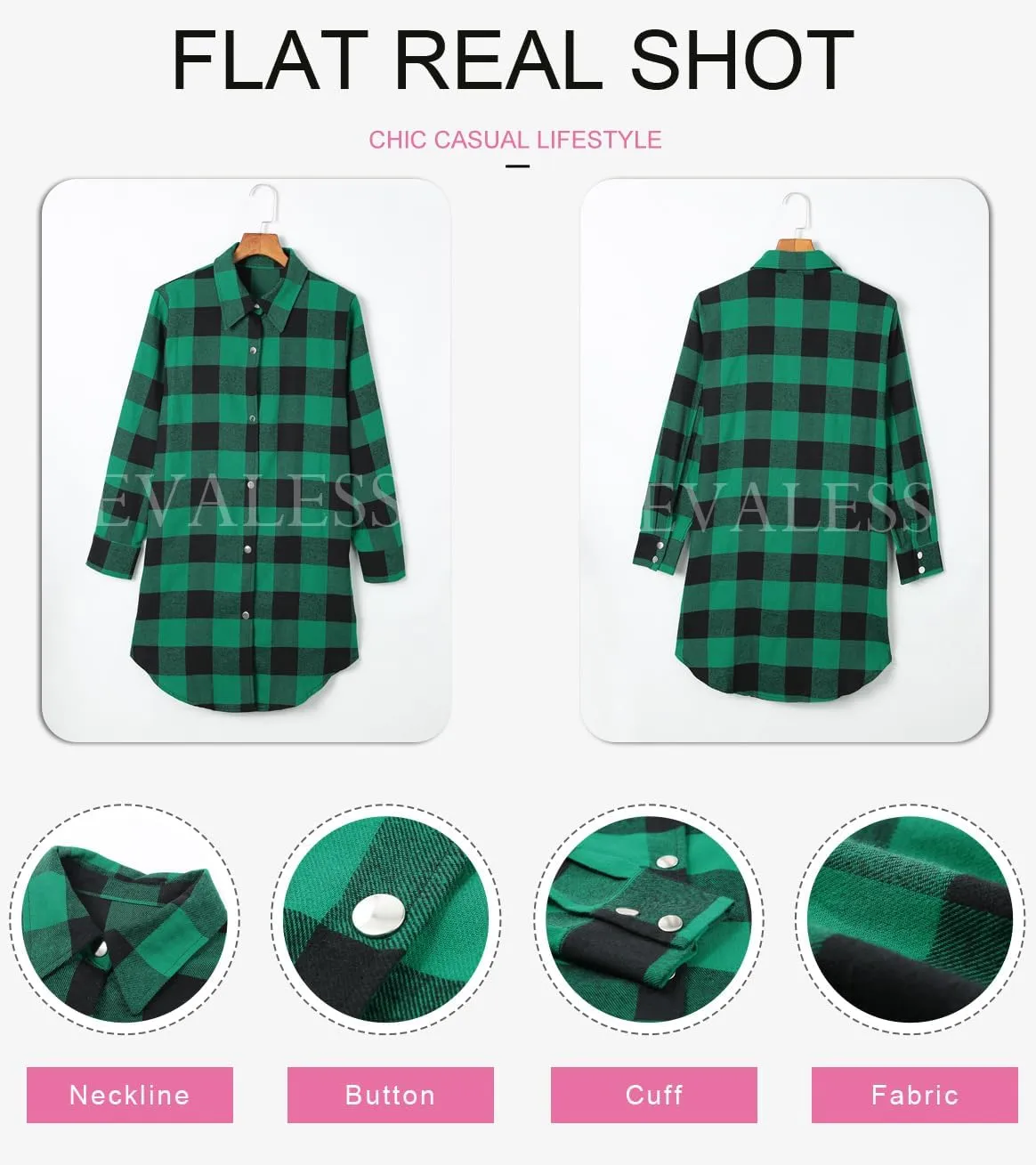 EVALESS Color Block Plaid Shacket Jacket Womens Fall Clothes Fashion Outfits