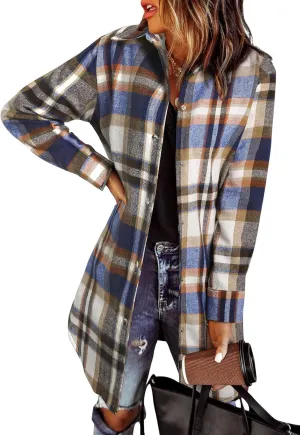 EVALESS Color Block Plaid Shacket Jacket Womens Fall Clothes Fashion Outfits
