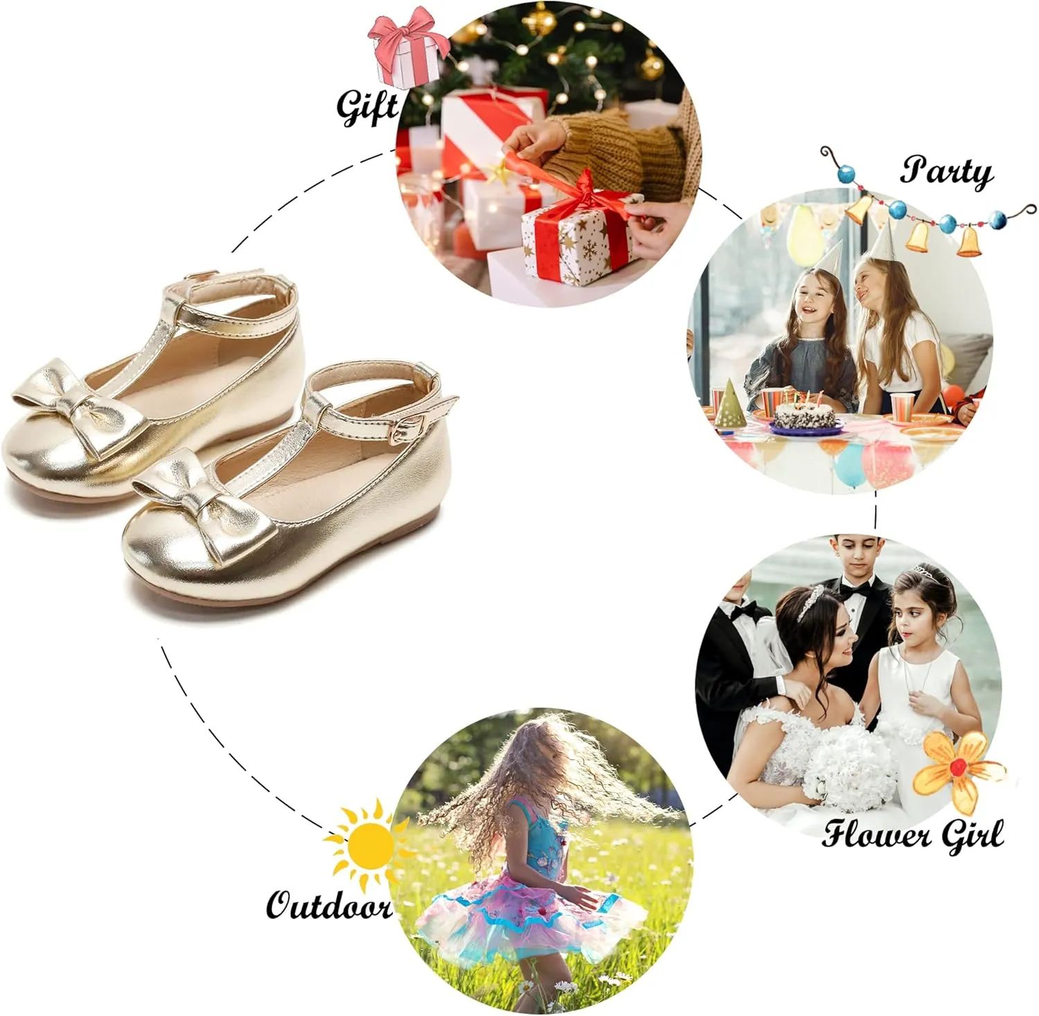 Felix & Flora Toddler Flower Girl Dress Shoes - Baby Girl Ballet Mary Jane Flats for Party School Wedding