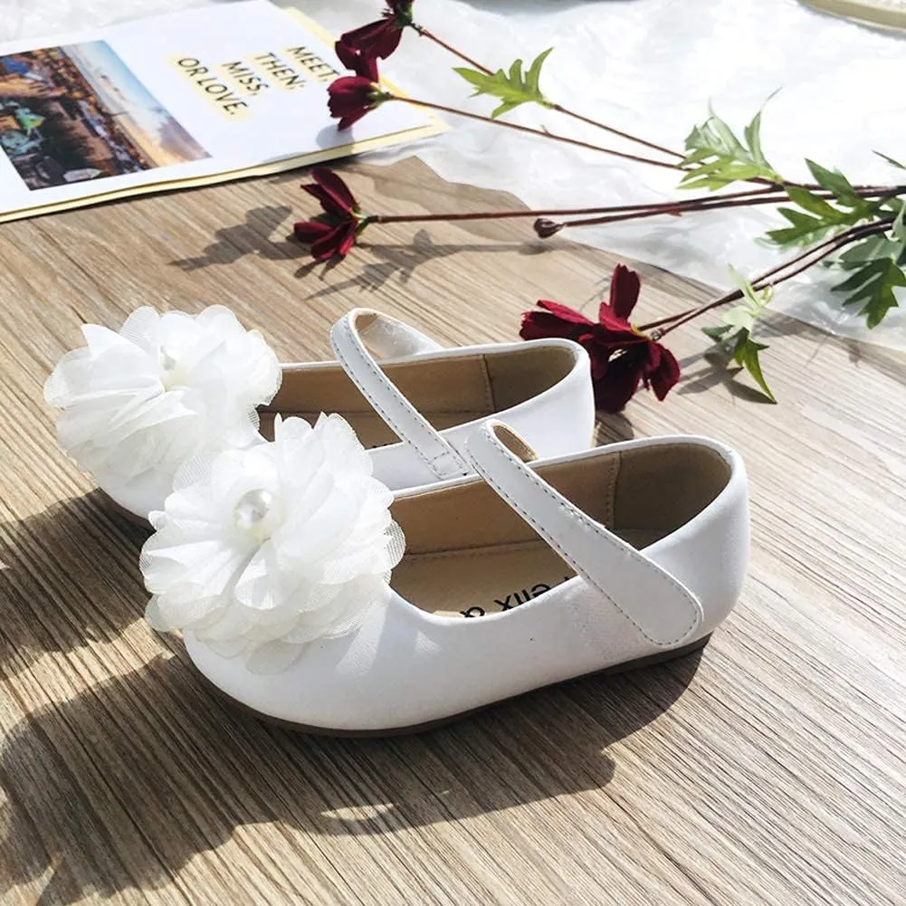 Felix & Flora Toddler Flower Girl Dress Shoes - Girl Ballet Flats Party School Shoes Wedding