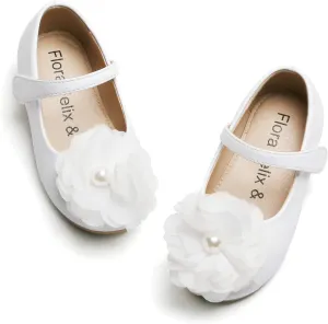 Felix & Flora Toddler Flower Girl Dress Shoes - Girl Ballet Flats Party School Shoes Wedding