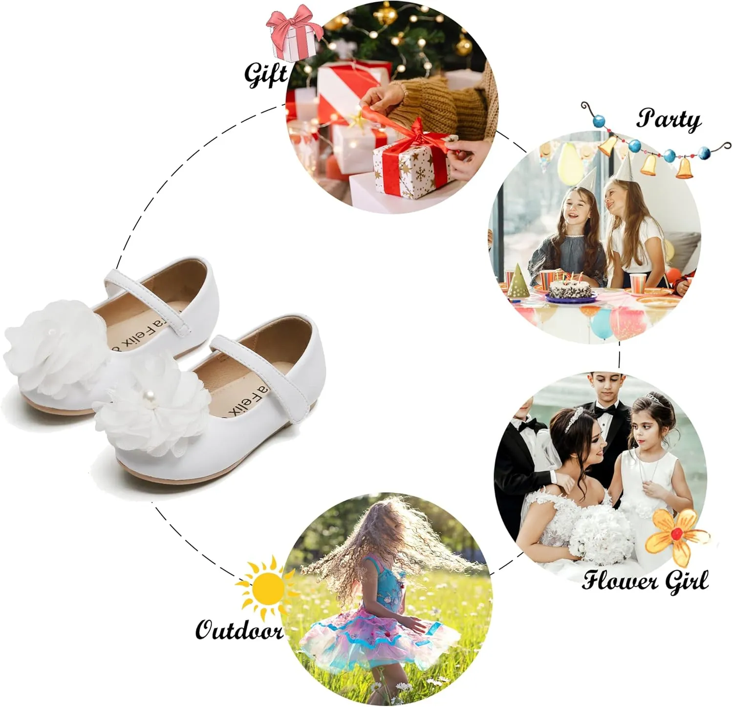 Felix & Flora Toddler Flower Girl Dress Shoes - Girl Ballet Flats Party School Shoes Wedding