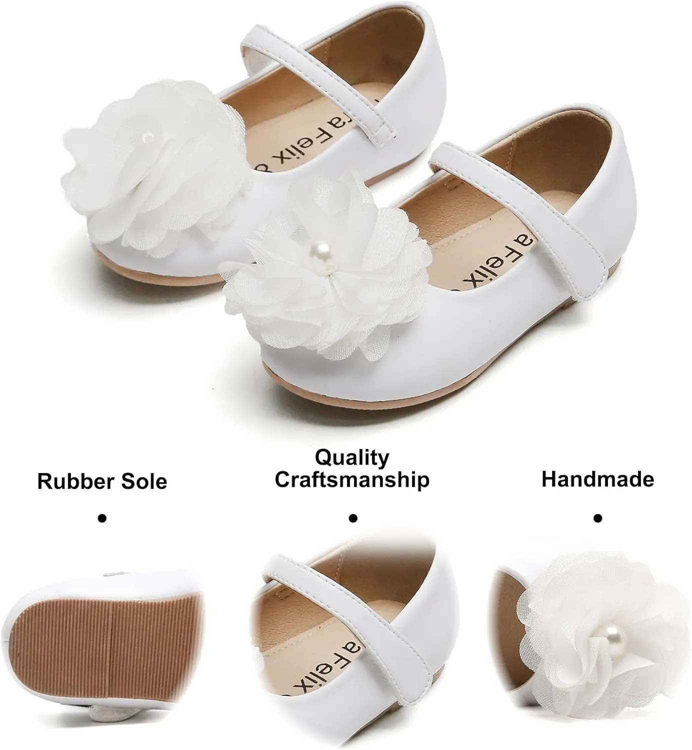Felix & Flora Toddler Flower Girl Dress Shoes - Girl Ballet Flats Party School Shoes Wedding