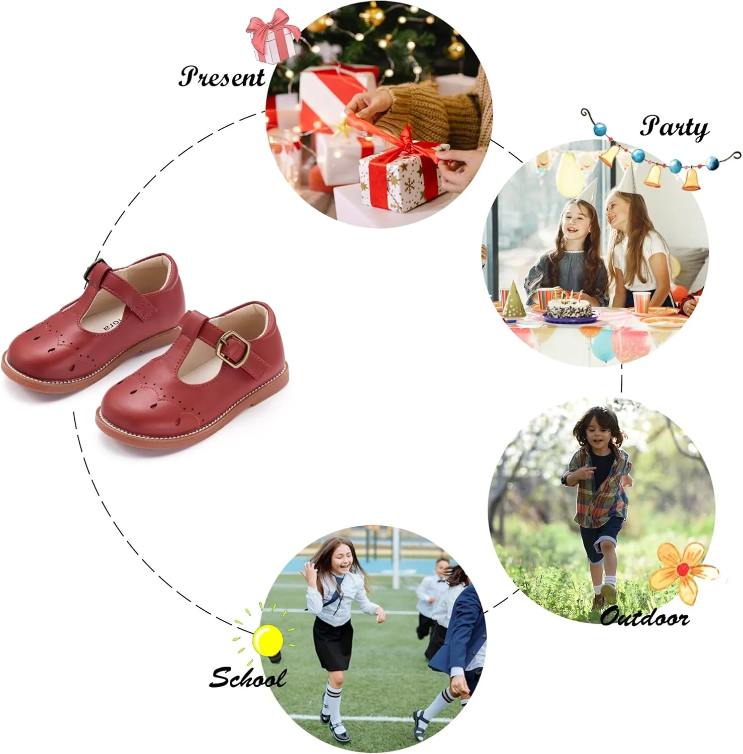 Felix & Flora Toddler Girl Mary Jane Dress Shoes - School Oxford Flats for Girl Party Shoes.