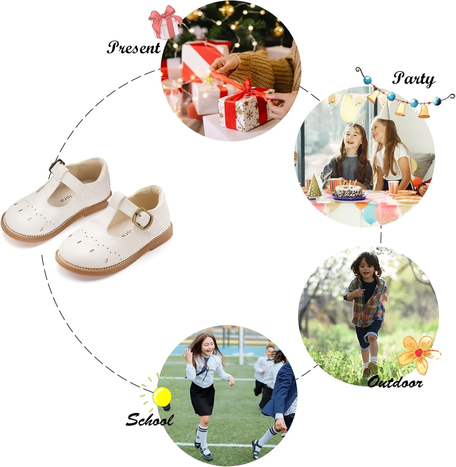 Felix & Flora Toddler Girl Mary Jane Dress Shoes - School Oxford Flats for Girl Party Shoes.